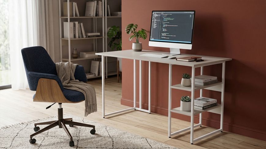 Стіл письмовий Кевін Ferrum-decor 75x100x70 Білий метал ДСП Кашемір 16 мм (FRD-108136) FRD-108136 фото