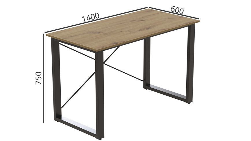 Письмовий стіл Ferrum-decor Драйв 750x1400x600 Чорний метал ДСП Дуб Артизан 16 мм (FRD-103134) FRD-103134 фото