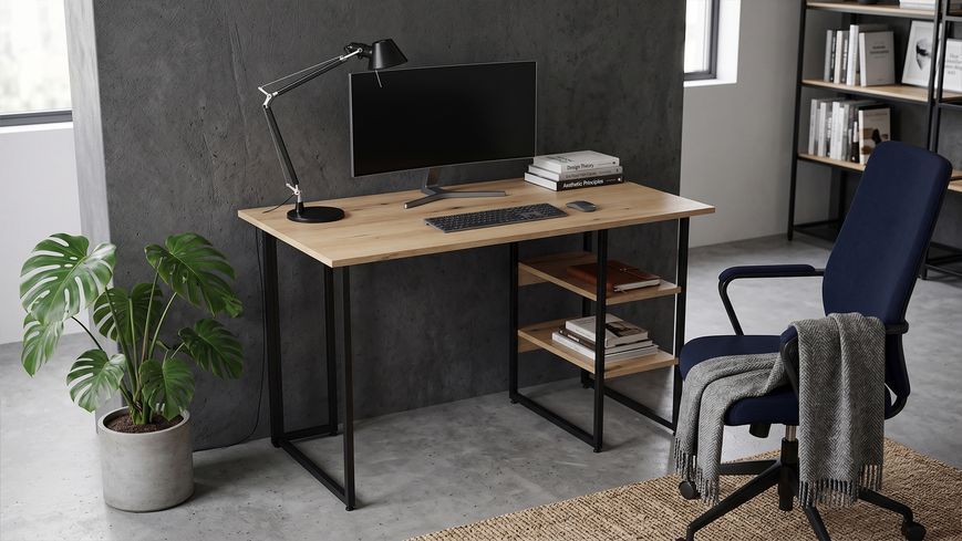 Стіл письмовий Кевін Ferrum-decor 75x100x60 Чорний метал ДСП Дуб Евок Прибережний 16 мм (FRD-108045) FRD-108045 фото