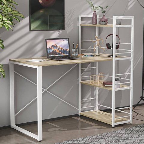 Письмовий стіл Ferrum-decor Серії Конект з етажеркою 75x120x600 білий ДСП Дуб Сонома 16мм (FRD-104227) FRD-104227 фото