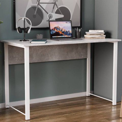 Стіл письмовий Курт Ferrum-decor 75x120x60 Білий метал ДСП Бетон 32 мм (FRD-106625) FRD-106625 фото