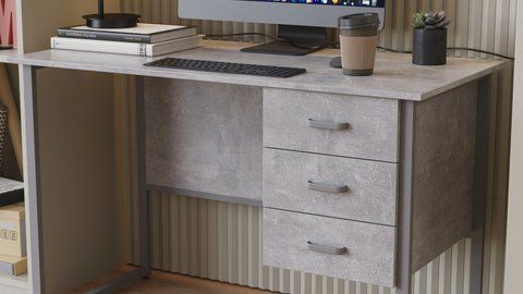 Комп'ютерний стіл Ferrum-decor Гаррі 75x120x70 сірий ДСП Бетон 32 мм (FRD-107296) FRD-107296 фото