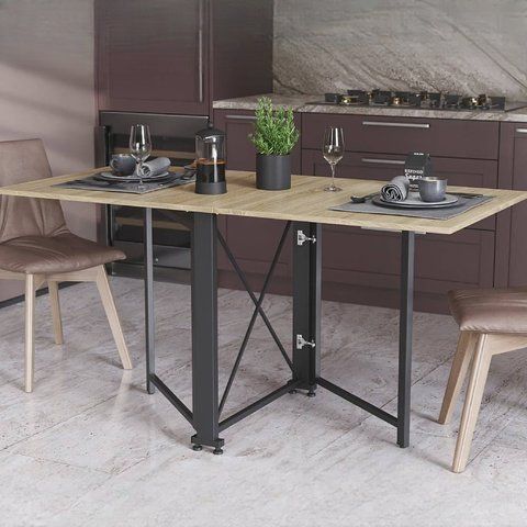 Стіл-книга трансформер Оріон 2 Ferrum-decor 750x1520x730 Чорний метал ДСП Дуб Сонома 16 мм (FRD-104586) FRD-104586 фото