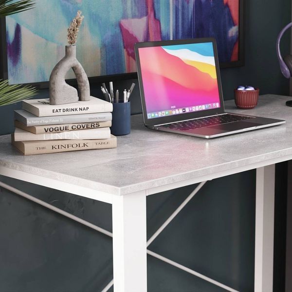 Письменный стол Ferrum-decor Драйв 750x1200x600 Белый металл ДСП Бетон 32 мм (FRD-103337) FRD-103337 фото
