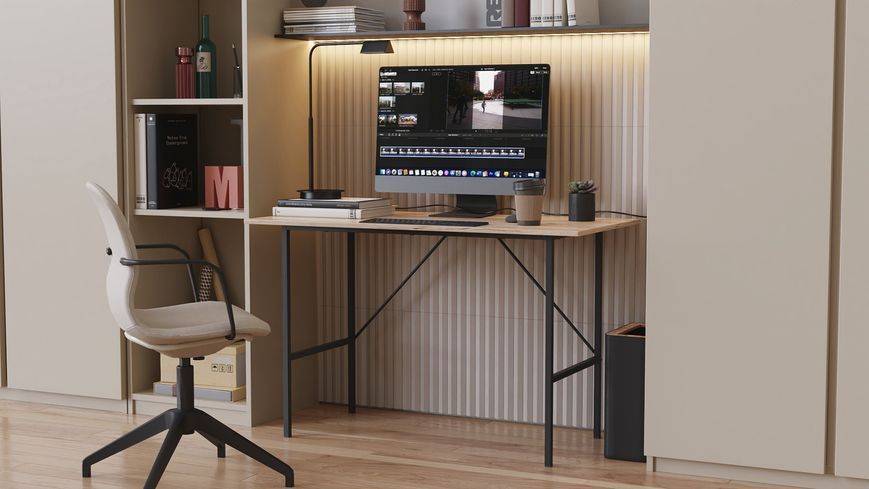 Стол письменный Line Тайм Ferrum-decor 750x1200x600 Черный металл ДСП Дуб Сан-Марино 16 мм (FRD-104886) FRD-104886 фото