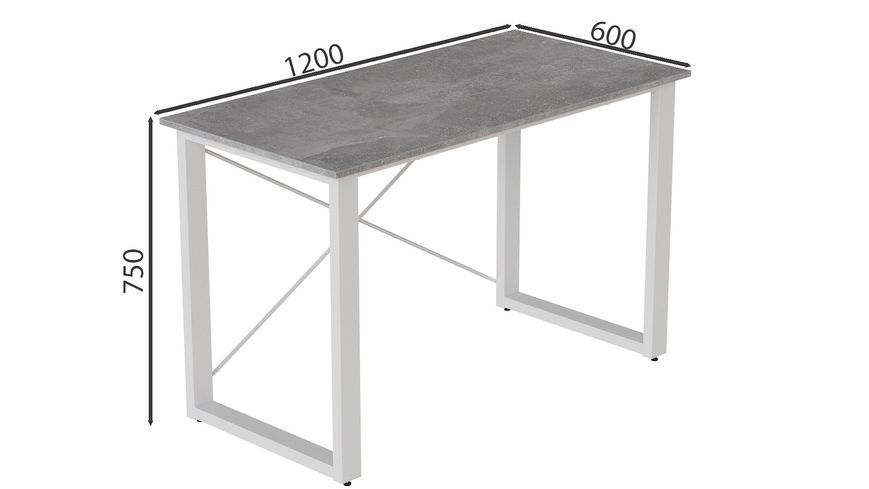 Письменный стол Ferrum-decor Драйв 750x1200x600 Белый металл ДСП Бетон 32 мм (FRD-103337) FRD-103337 фото