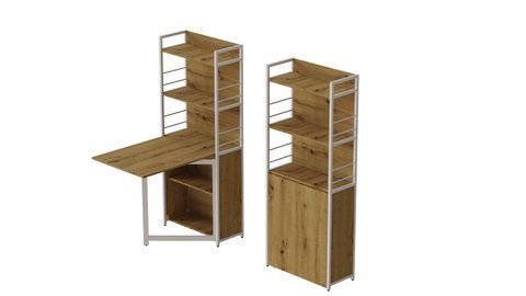 Стіл книжка з етажеркою Практик 2 Ferrum-decor 1555x640x990 Білий метал ДСП Дуб Артизан 16 мм (FRD-104637) FRD-104637 фото