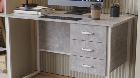 Комп'ютерний стіл Ferrum-decor Гаррі 75x140x60 білий ДСП Бетон 16 мм (FRD-107298) FRD-107298 фото