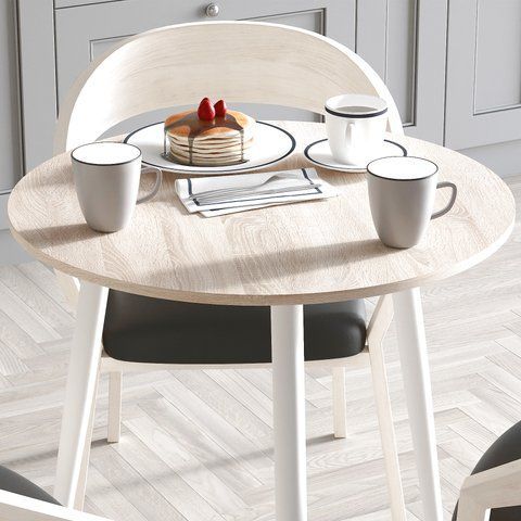 Стол круглый OPTIMA 3 ноги на конус Ferrum-decor 750x670x670 Белый металл ДСП Дуб Сонома 16 мм (FRD-107449) FRD-107449 фото