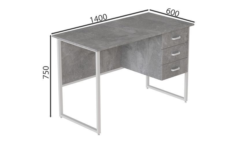 Компьютерный стол Ferrum-decor Гарри 75x140x60 белый ДСП Бетон 16мм (FRD-107298) FRD-107298 фото
