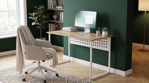 Стіл письмовий Майк Ferrum-decor 75x120x70 Білий метал ДСП Дуб Евок Прибережний 16 мм (FRD-108250) FRD-108250 фото