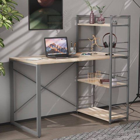 Письмовий стіл Ferrum-decor Серії Конект з етажеркою 75x120x60 сірий ДСП Дуб Сан-Марино 16мм (FRD-104231) FRD-104231 фото