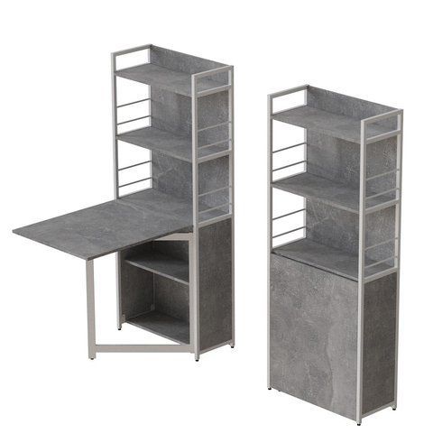 Стіл книжка з етажеркою Практик 2 Ferrum-decor 1555x640x990 Білий метал ДСП Бетон 16 мм (FRD-104638) FRD-104638 фото