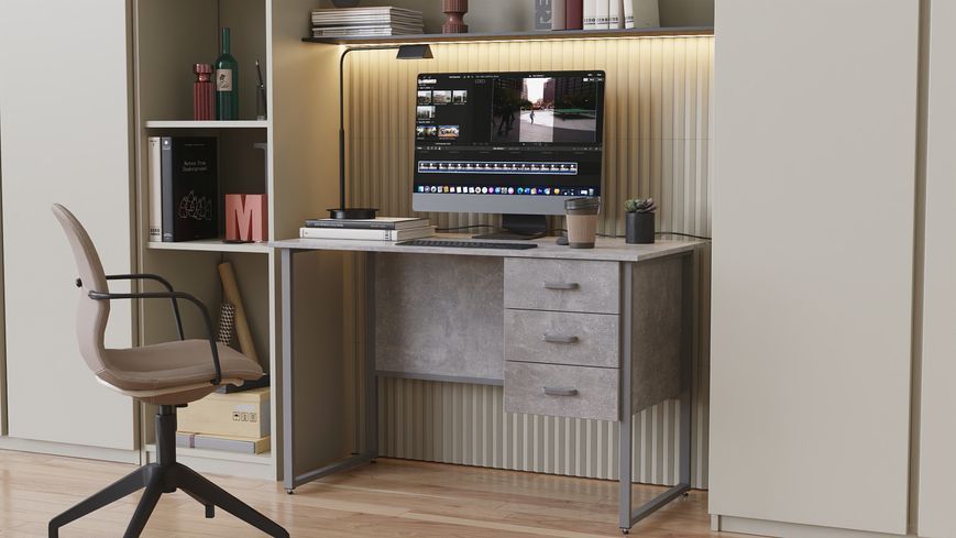 Комп'ютерний стіл Ferrum-decor Гаррі 75x140x60 сірий ДСП Бетон 16 мм (FRD-107300) FRD-107300 фото