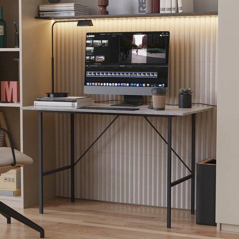 Стіл письмовий LINE Тайм Ferrum-decor 750x1200x600 Чорний метал ДСП Бетон 16 мм (FRD-104891) FRD-104891 фото