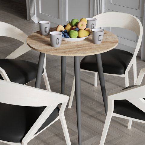 Стол круглый OPTIMA 4 ноги на конус Ferrum-decor 750x670x670 Черный металл ДСП Дуб Сан-Марино 16 мм (FRD-107453) FRD-107453 фото