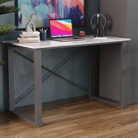 Письмовий стіл Ferrum-decor Драйв 750x1400x600 Чорний метал ДСП Бетон 32 мм (FRD-103344) FRD-103344 фото