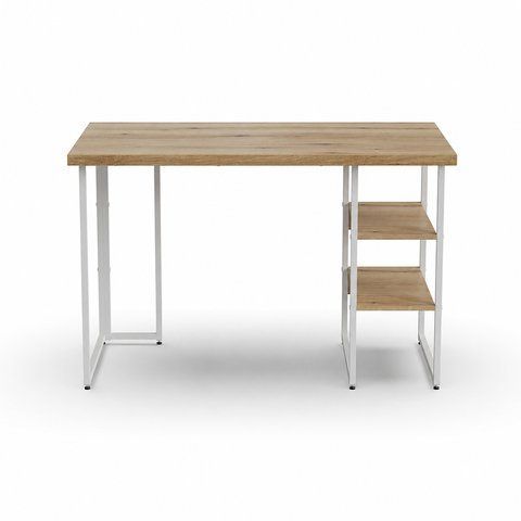 Стол письменный Кевин Ferrum-decor 75x120x60 Белый металл ДСП Дуб Евок Прибрежный 32 мм (FRD-108055) FRD-108055 фото