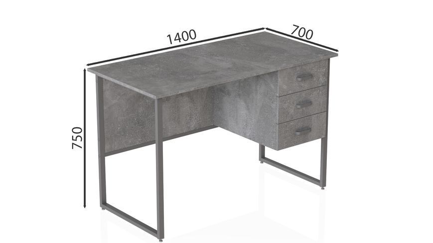 Комп'ютерний стіл Ferrum-decor Гаррі 75x140x70 сірий ДСП Бетон 16 мм (FRD-107305) FRD-107305 фото