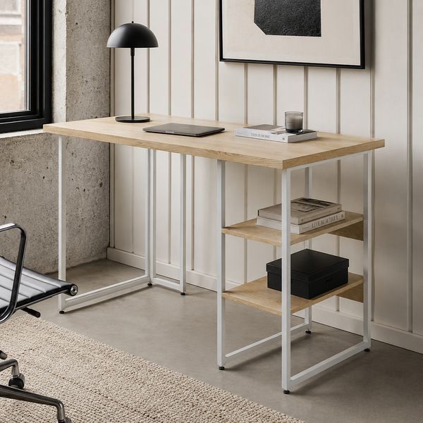 Стіл письмовий Кевін Ferrum-decor 75x100x60 Білий метал ДСП Дуб Кремона Торро 32 мм (FRD-108157) FRD-108157 фото