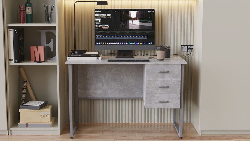 Компьютерный стол Ferrum-decor Гарри 75x140x70 серый ДСП Бетон 32мм (FRD-107306) FRD-107306 фото