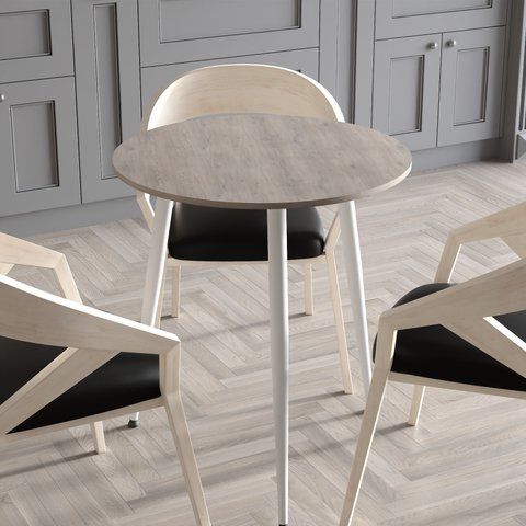 Стол круглый OPTIMA 3 ноги на конус Ferrum-decor 750x670x670 Белый металл ДСП Дуб Кремона Канолло 16 мм (FRD-107558) FRD-107558 фото
