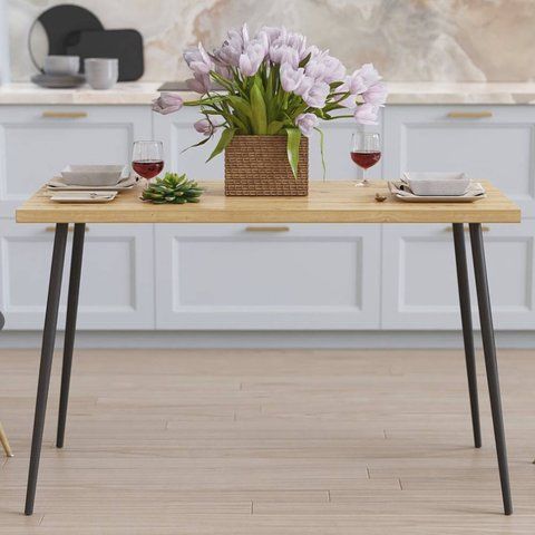 Стол кухонный Марсель 50 Ferrum-decor 75x120x60 Черный металл ДСП Дуб Артизан 32 мм (FRD-106702) FRD-106702 фото