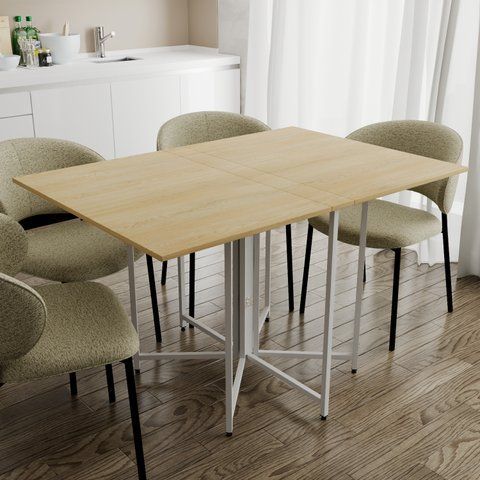 Стол раскладной трансформер книжка Морис 3 Ferrum-decor 75x130x90 Белый металл ДСП Дуб Кремона Торро 16 мм (FRD-107509) FRD-107509 фото