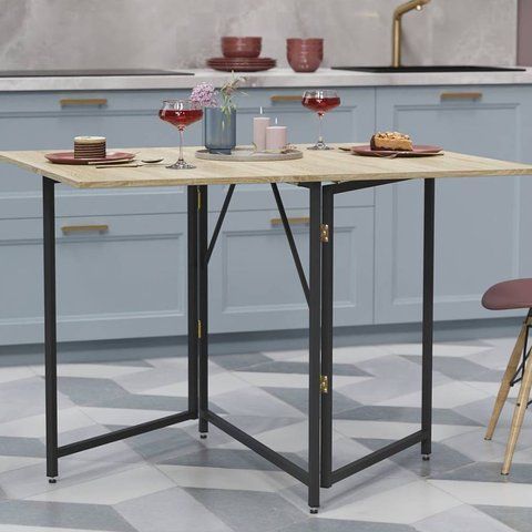Стіл трансформер книжка Вуді Ferrum-decor 75x130x90 Чорний метал ДСП Дуб Сонома 16 мм (FRD-106746) FRD-106746 фото