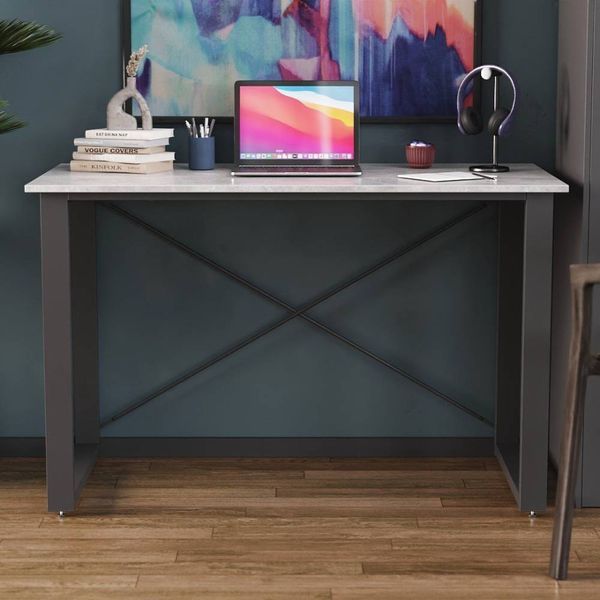 Письмовий стіл Ferrum-decor Драйв 750x1400x700 Чорний метал ДСП Бетон 16 мм (FRD-103198) FRD-103198 фото
