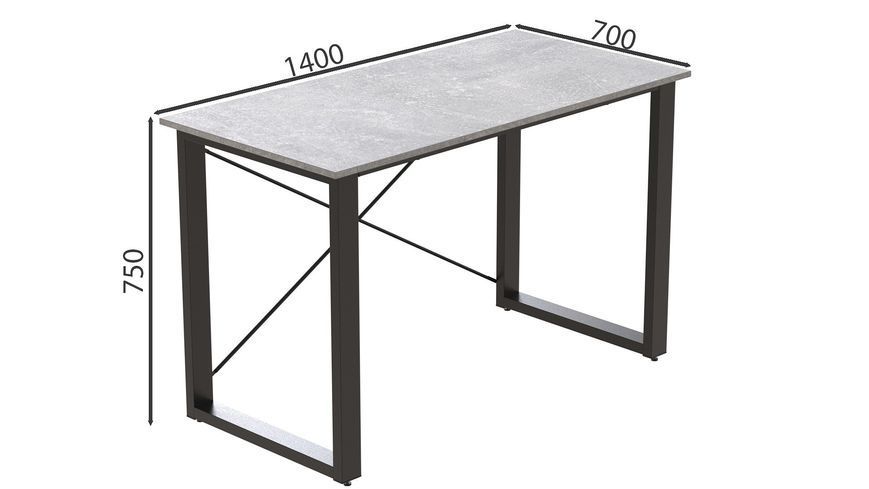 Письмовий стіл Ferrum-decor Драйв 750x1400x700 Чорний метал ДСП Бетон 16 мм (FRD-103198) FRD-103198 фото