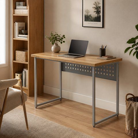 Стіл письмовий Майк Ferrum-decor 75x140x70 Сірий метал ДСП Дуб Евок Прибережний 32 мм (FRD-108260) FRD-108260 фото