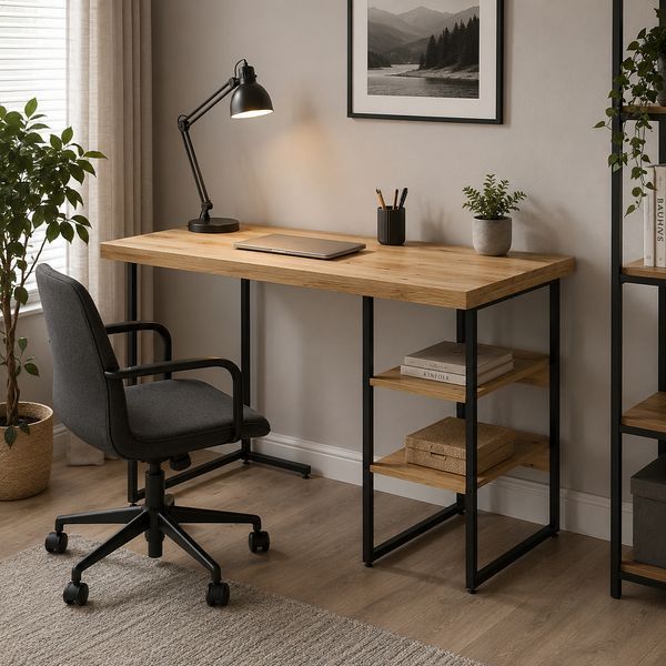 Стіл письмовий Кевін Ferrum-decor 75x140x60 Чорний метал ДСП Дуб Евок Прибережний 32 мм (FRD-108060) FRD-108060 фото