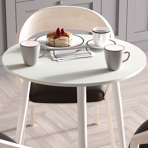 Стол круглый OPTIMA 3 ноги на конус Ferrum-decor 750x670x670 Белый металл ДСП Кашемир 16 мм (FRD-107561) FRD-107561 фото