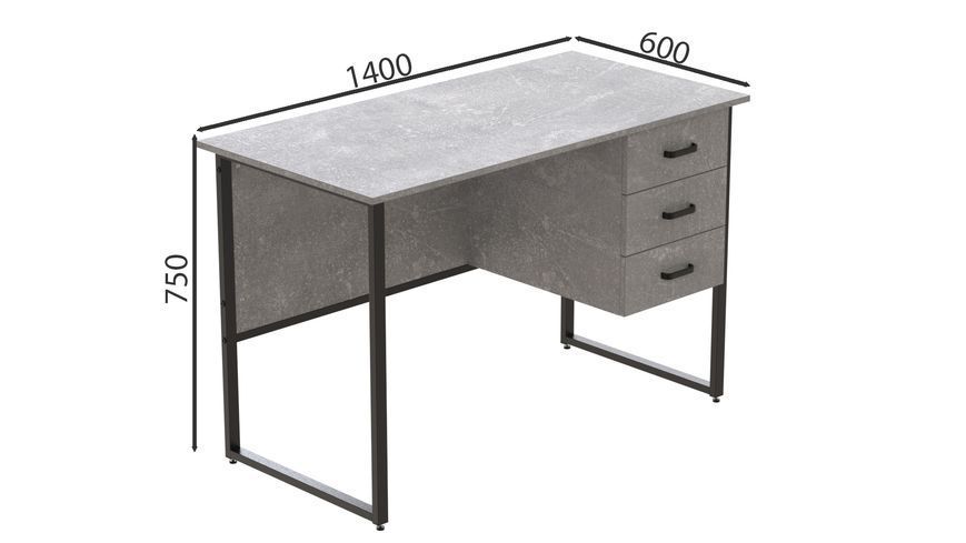 Комп'ютерний стіл Ferrum-decor Гаррі 75x140x60 чорний ДСП Бетон 32 мм (FRD-107310) FRD-107310 фото