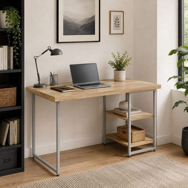 Стіл письмовий Кевін Ferrum-decor 75x140x60 Сірий метал ДСП Дуб Евок Прибережний 32 мм (FRD-108062) FRD-108062 фото