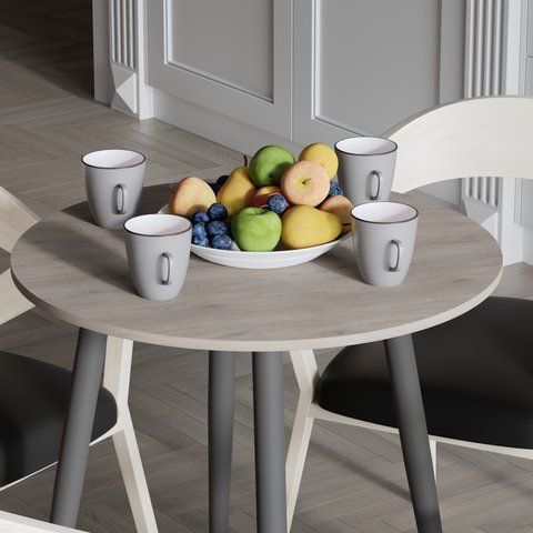 Стол круглый OPTIMA 4 ноги на конус Ferrum-decor 750x670x670 Черный металл ДСП Дуб Кремона Канолло 16 мм (FRD-107563) FRD-107563 фото