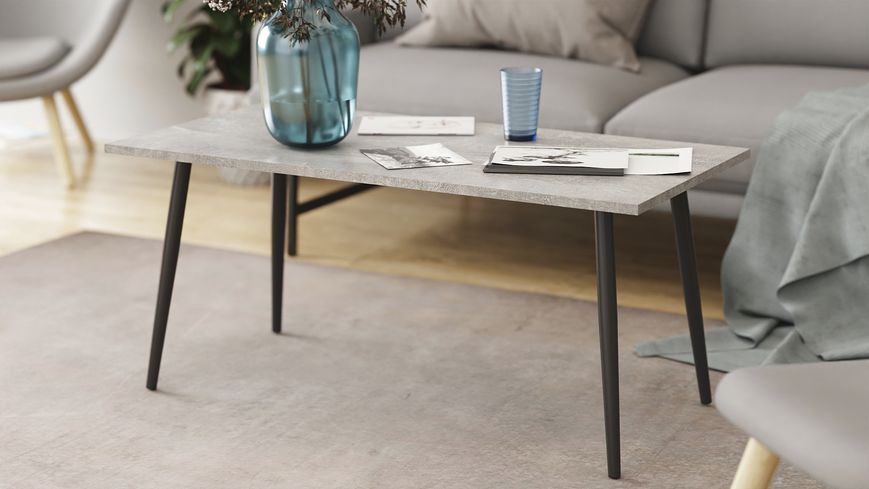 Стол журнальный Монтана Ferrum-decor 45x100x50 Черный металл ДСП Бетон 16 мм (FRD-106711) FRD-106711 фото
