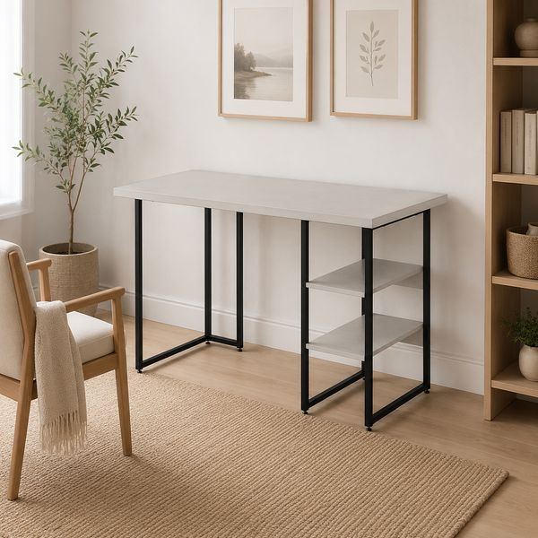 Стіл письмовий Кевін Ferrum-decor 75x100x70 Чорний метал ДСП Кашемір 32 мм (FRD-108138) FRD-108138 фото
