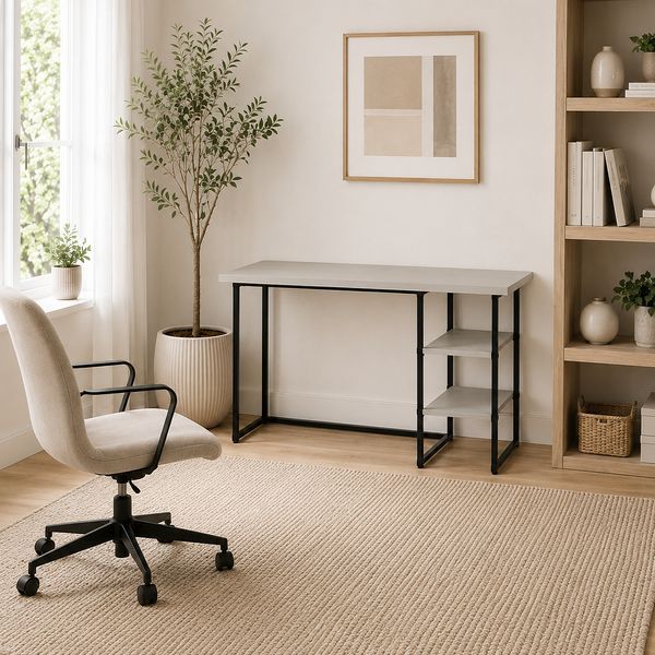 Стіл письмовий Кевін Ferrum-decor 75x100x70 Чорний метал ДСП Кашемір 32 мм (FRD-108138) FRD-108138 фото