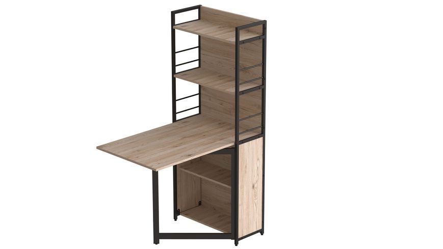 Стіл книжка з етажеркою Практик 2 Ferrum-decor 1555x640x990 Чорний метал ДСП Дуб Сан-Марино 16 мм (FRD-104626) FRD-104626 фото