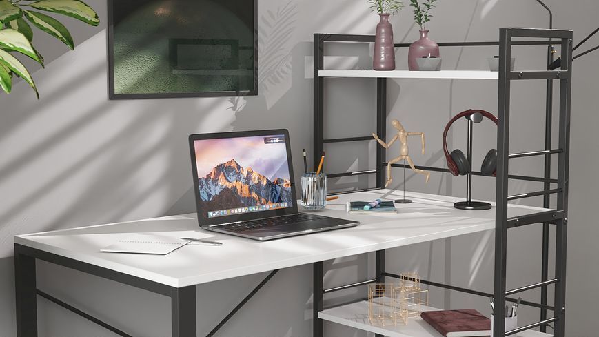 Письмовий стіл Ferrum-decor Серії Конект з етажеркою 75x120x600 чорний ДСП Біле 16мм (FRD-104219) FRD-104219 фото