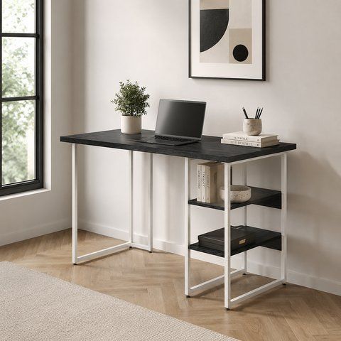Стіл письмовий Майк Ferrum-decor 75x100x60 Білий метал ДСП Каштан Арвадонна 32 мм (FRD-108265) FRD-108265 фото