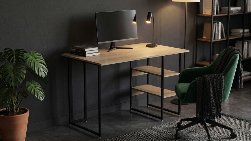 Стол письменный Кевин Ferrum-decor 75x140x60 Черный металл ДСП Дуб Кремона Торро 16 мм (FRD-108165) FRD-108165 фото
