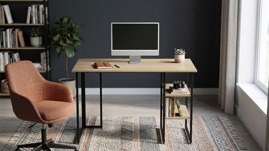 Стол письменный Кевин Ferrum-decor 75x140x60 Черный металл ДСП Дуб Кремона Торро 16 мм (FRD-108165) FRD-108165 фото