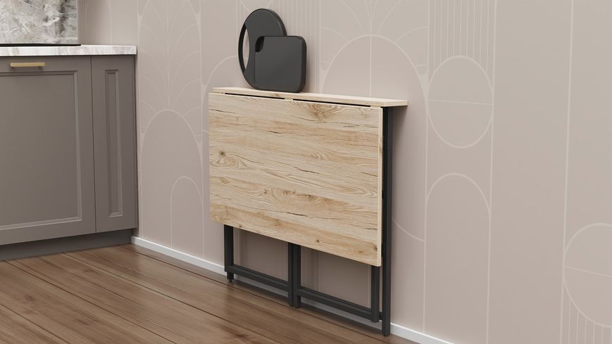 Стіл розкладний Моріс 900 Ferrum-decor 750x900x500 Чорний метал ДСП Дуб Сан-Марино 16 мм (FRD-107314) FRD-107314 фото