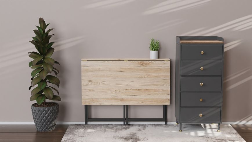 Стіл розкладний Моріс 900 Ferrum-decor 750x900x500 Чорний метал ДСП Дуб Сан-Марино 16 мм (FRD-107314) FRD-107314 фото