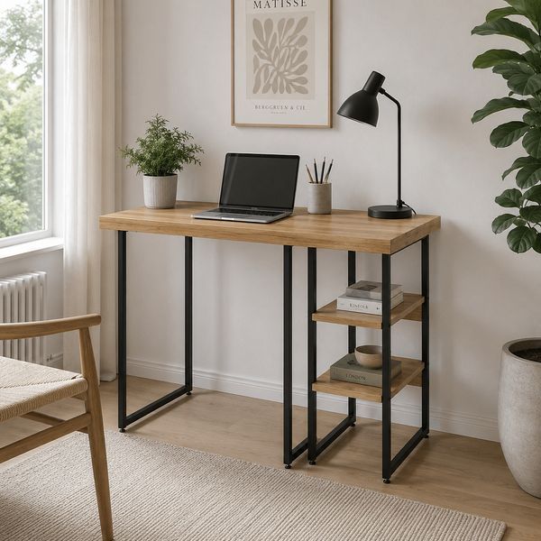 Стіл письмовий Кевін Ferrum-decor 75x100x70 Чорний метал ДСП Дуб Евок Прибережний 32 мм (FRD-108066) FRD-108066 фото