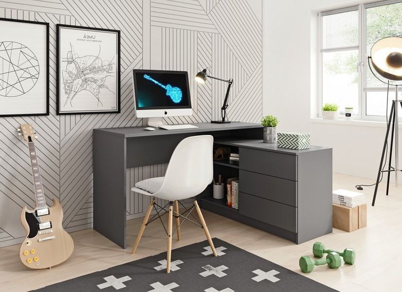 Стіл офісний письмовий Perfect Home Тео / Teo 3S/138 з 3 шухлядами Графіт (PFH-091166) PFH-091166 фото