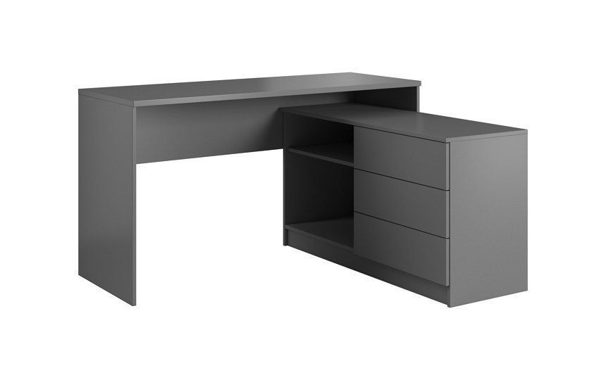 Стіл офісний письмовий Perfect Home Тео / Teo 3S/138 з 3 шухлядами Графіт (PFH-091166) PFH-091166 фото